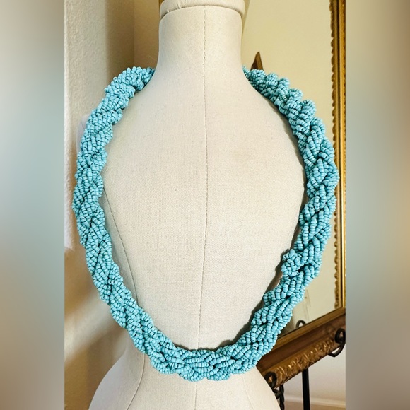 Vintage Blue Seed Bead Twisted Necklace - Picture 7 of 7